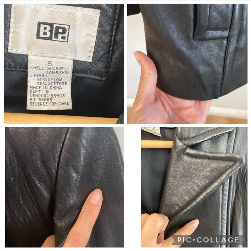 Vintage BP Nordstrom Soft Lamb Leather Black Blazer Jacket - Picture 10 of 11